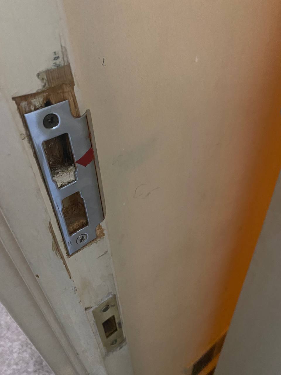 Mortice latch replacement - before (old worn wooden latch)
